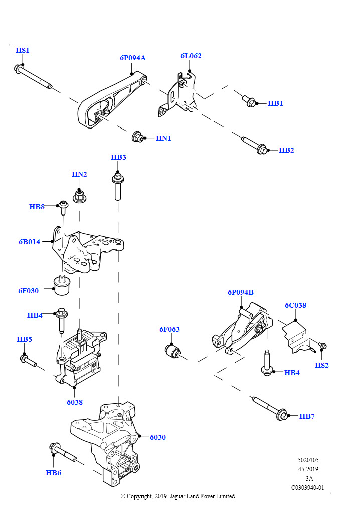Схема: Опора двигателя (1.5L AJ20P3 Petrol High, 8 Speed Automatic Trans 8G30, Изготовитель - Changsu (Китай))