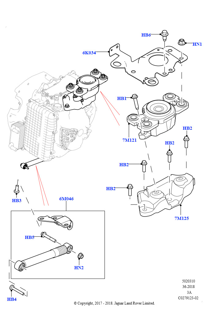 Схема: Опора коробки передач (2,0 л I4 High DOHC AJ200, бензин, Сборочный завод Хэйлвуд, 2,0 л I4 Mid DOHC AJ200, бензин, Сборочный завод Хэйлвуд)