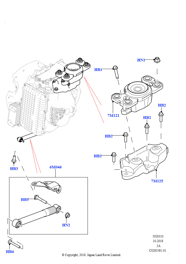 Схема: Опора коробки передач (2,0 л I4 Mid DOHC AJ200, бензин, Страна изготовления — Бразилия, 2.0L I4 Mid AJ200 Petrol E100, Страна изготовления — Бразилия)
