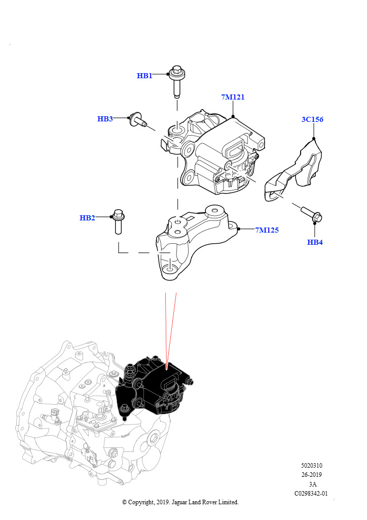 Схема: Опора коробки передач (2.0L AJ20D4 Diesel LF NFE, 6 Speed Manual Trans BG6, Сборочный завод Хэйлвуд, 2.0L AJ20D4 Diesel Mid NFE, 6 Speed Manual Trans BG6, Сборочный завод Хэйлвуд)