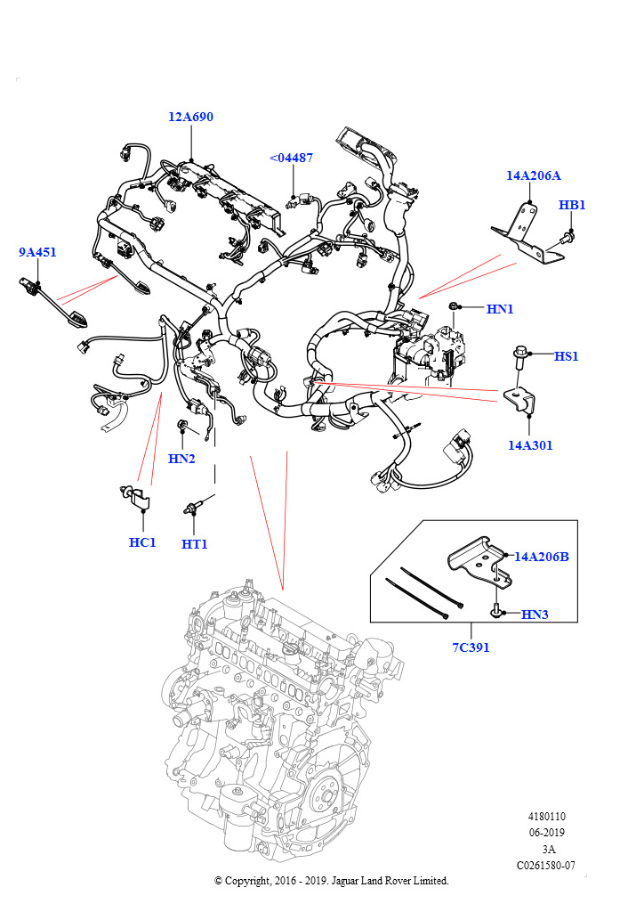 Электропр.на двигат.и перегородке (Двигатель, 2.0L I4 DSL HIGH DOHC AJ200, Сборочный завод Хэйлвуд, 2,0 л I4 DSL MID DOHC AJ200, Сборочный завод Хэйлвуд)