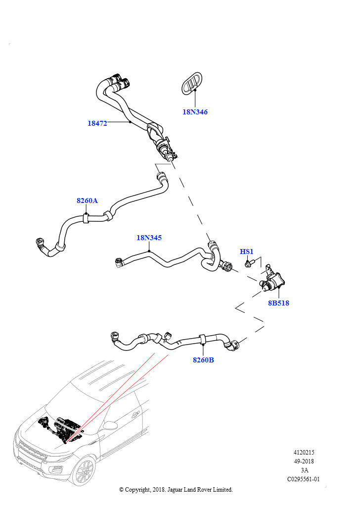 Шланги отопителя (2,0 л I4 High DOHC AJ200, бензин, Изготовитель - Changsu (Китай), 2,0 л I4 Mid DOHC AJ200, бензин, Изготовитель - Changsu (Китай))