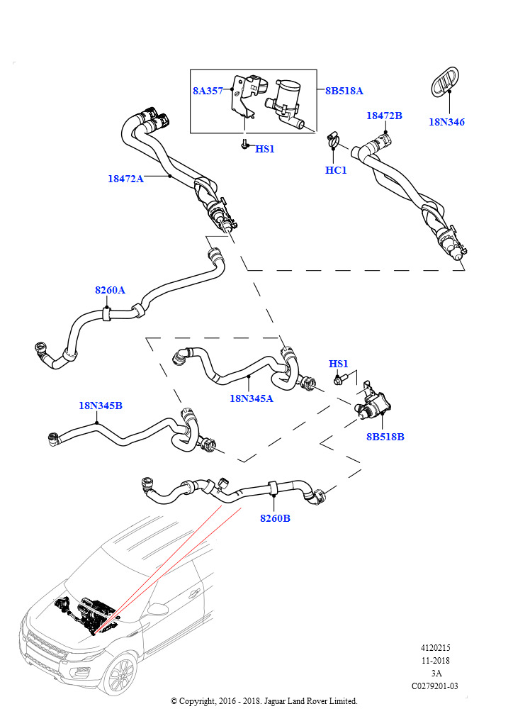 Шланги отопителя (2,0 л I4 High DOHC AJ200, бензин, Сборочный завод Хэйлвуд, 2,0 л I4 Mid DOHC AJ200, бензин, Сборочный завод Хэйлвуд)