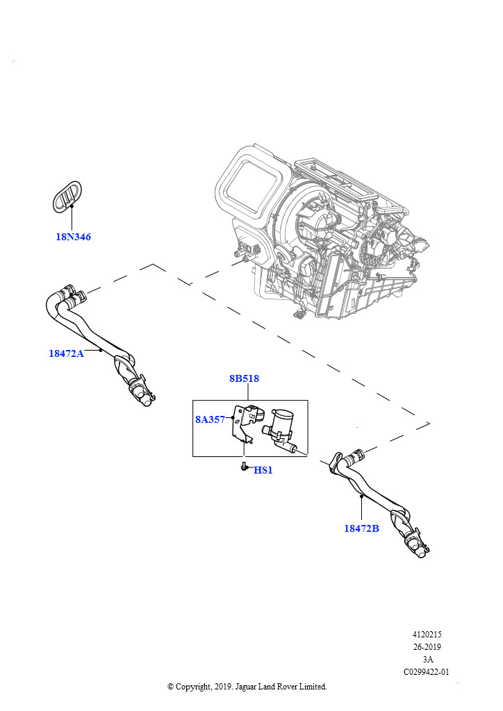 Шланги отопителя (2.0L AJ20D4 Diesel LF NFE, Сборочный завод Хэйлвуд, 2.0L AJ20D4 Diesel High NFE, Сборочный завод Хэйлвуд, 2.0L AJ20D4 Diesel Mid NFE, Сборочный завод Хэйлвуд)