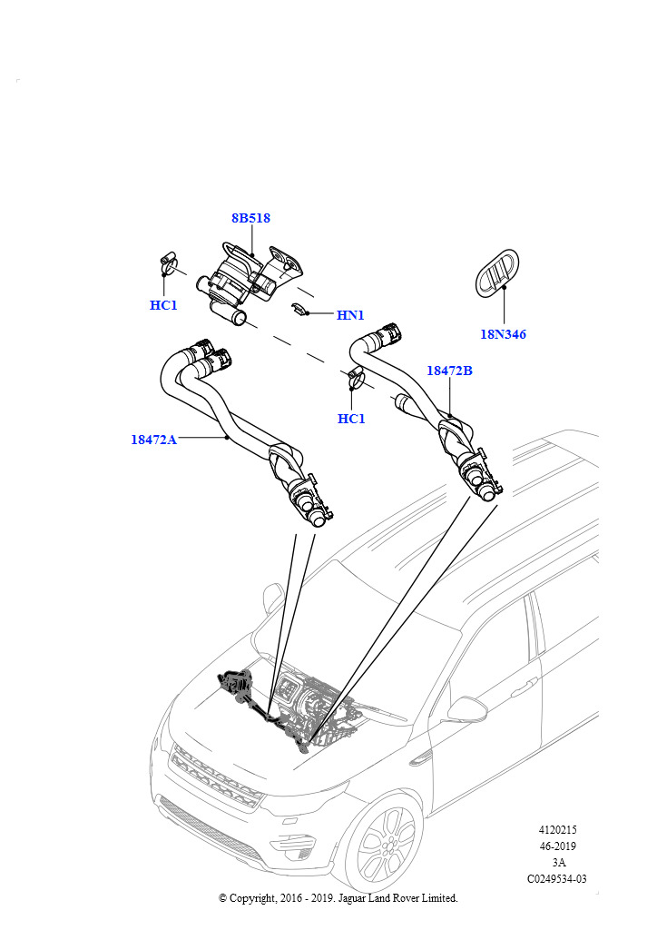 Шланги отопителя (2.2L CR DI 16V Дизельный, Сборочный завод Хэйлвуд, 2.0L 16V TIVCT T/C 240PS бензиновый, Сборочный завод Хэйлвуд)