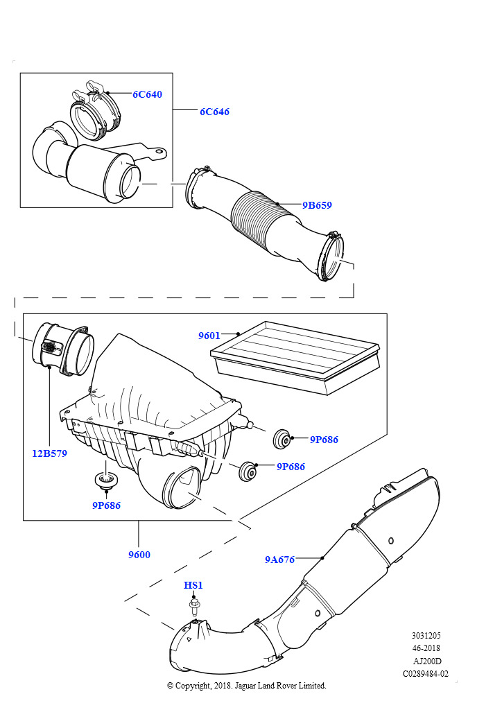 Воздушный фильтр (Сборка на заводе в г. Нитра, 2,0 л I4 DSL MID DOHC AJ200, 2.0L I4 DSL HIGH DOHC AJ200)