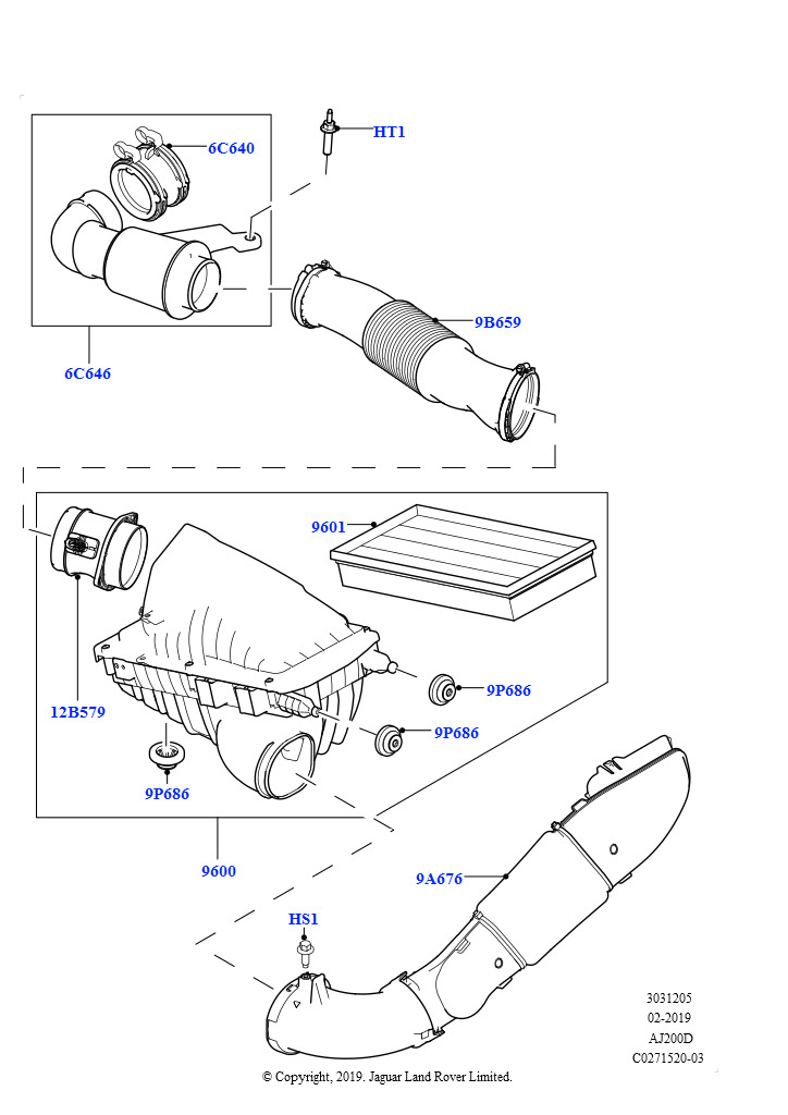 Воздушный фильтр (Сборка на заводе в г. Солихалл, 2,0 л I4 DSL MID DOHC AJ200, 2.0L I4 DSL HIGH DOHC AJ200)