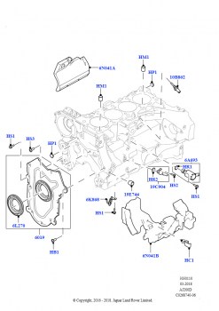 Блок цилиндров и заглушки (Сборка на заводе в г. Солихалл, 2,0 л I4 DSL MID DOHC AJ200, 2.0L I4 DSL HIGH DOHC AJ200)