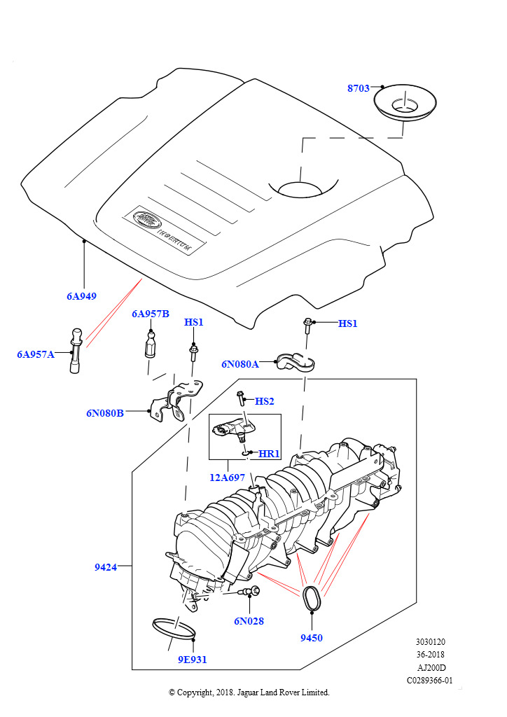 Впускной коллектор (Сборка на заводе в г. Нитра, 2,0 л I4 DSL MID DOHC AJ200)