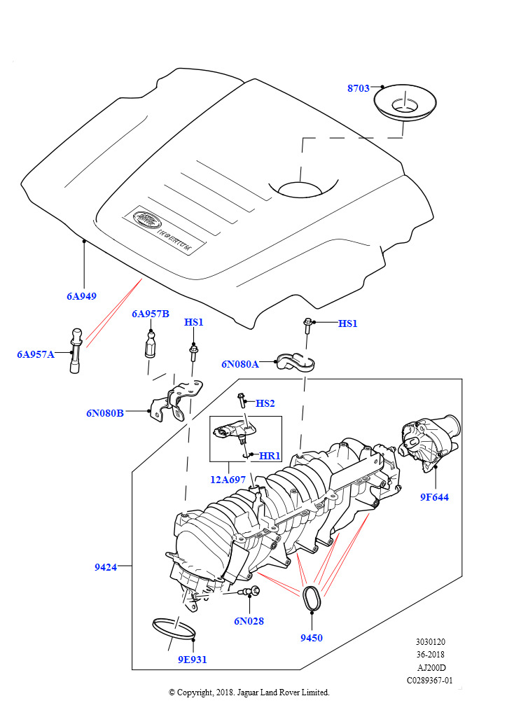 Впускной коллектор (Сборка на заводе в г. Нитра, 2.0L I4 DSL HIGH DOHC AJ200)