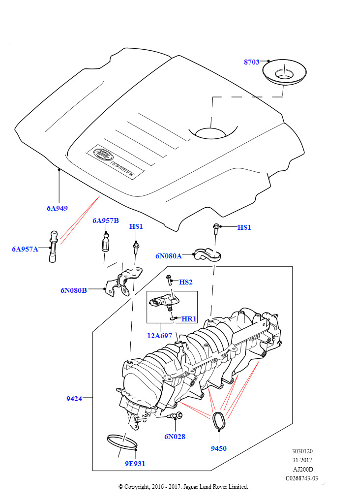 Впускной коллектор (Сборка на заводе в г. Солихалл, 2,0 л I4 DSL MID DOHC AJ200)