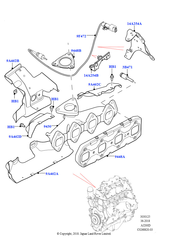 Выпускной коллектор (Сборка на заводе в г. Солихалл, 2,0 л I4 DSL MID DOHC AJ200)