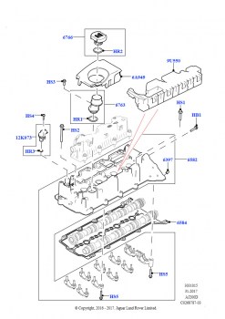 Крышка головки цилиндров (Сборка на заводе в г. Солихалл, 2,0 л I4 DSL MID DOHC AJ200, 2.0L I4 DSL HIGH DOHC AJ200)