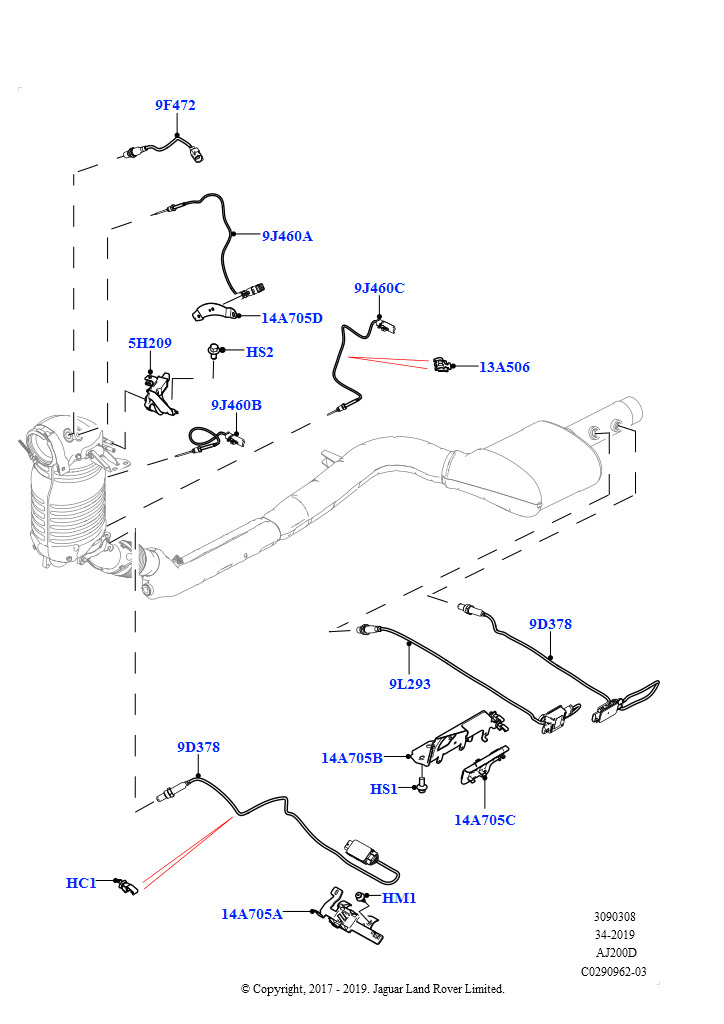 Датчики и модули системы выпуска (Сборка на заводе в г. Нитра, 2.0L I4 DSL HIGH DOHC AJ200, Стандартная колесная база, Стандарт Euro 6d — конечные выбросы для дизельных двигателей,