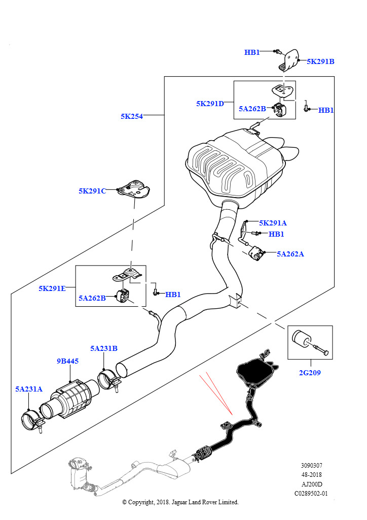 Задняя система выпуска (Сборка на заводе в г. Нитра, 2.0L I4 DSL HIGH DOHC AJ200)
