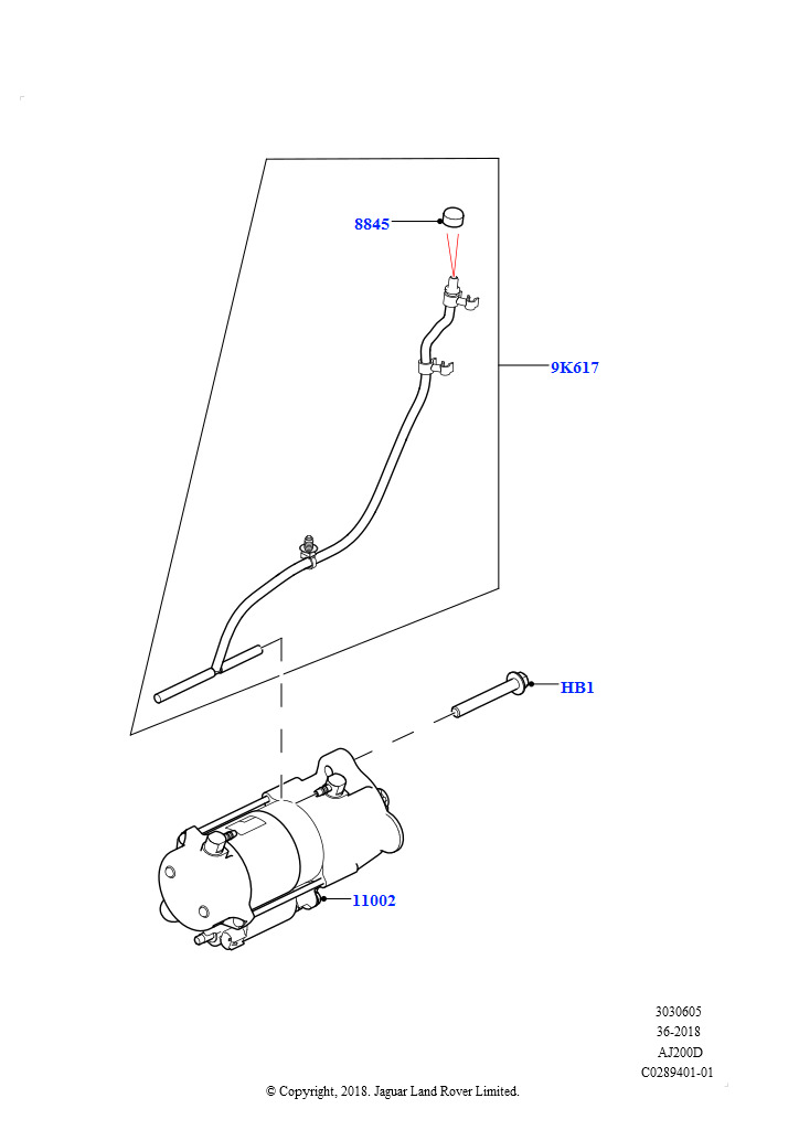 Стартер (Сборка на заводе в г. Нитра, 2,0 л I4 DSL MID DOHC AJ200, 2.0L I4 DSL HIGH DOHC AJ200)