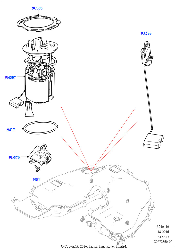 Топливный насос и датчик (Сборка на заводе в г. Солихалл, 2,0 л I4 DSL MID DOHC AJ200, 2.0L I4 DSL HIGH DOHC AJ200)