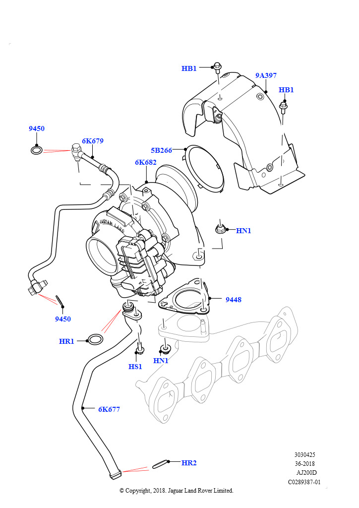 Турбокомпрессор (Сборка на заводе в г. Нитра, 2,0 л I4 DSL MID DOHC AJ200)