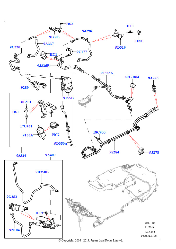 Топливные магистрали (Сборка на заводе в г. Нитра, 2.0L I4 DSL HIGH DOHC AJ200, Топливн.бак-Диз.топливо с фильтрами)