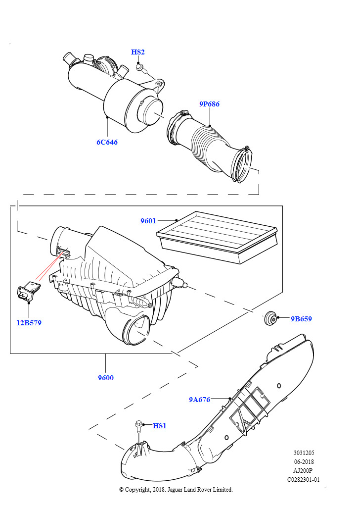 Воздушный фильтр (Сборка на заводе в г. Солихалл, 2,0 л I4 High DOHC AJ200, бензин)