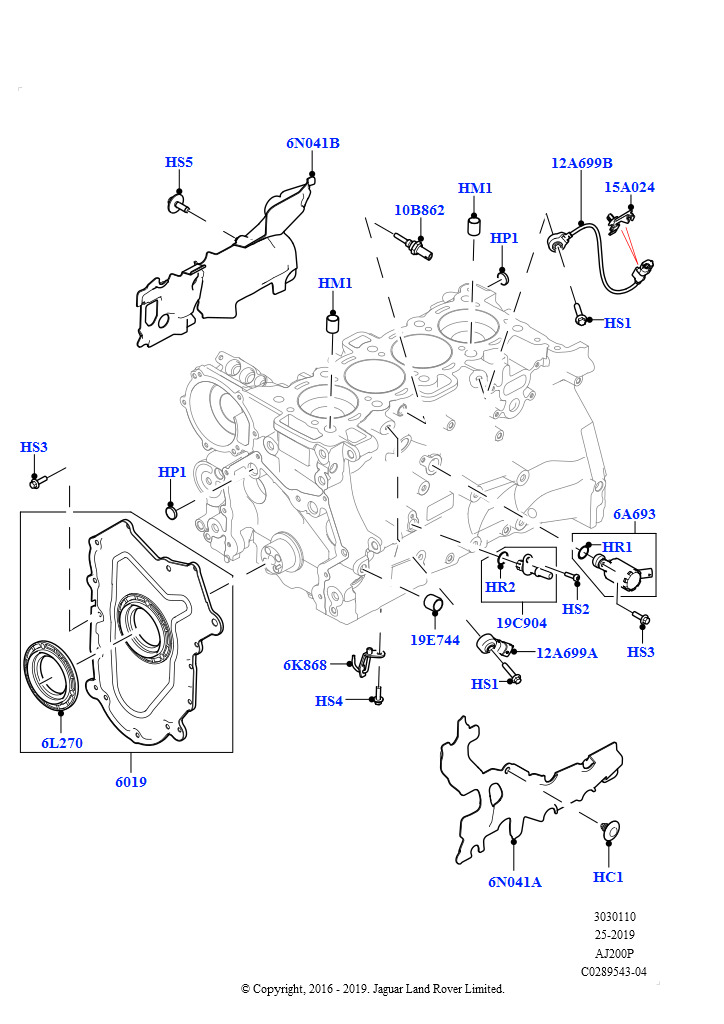 Блок цилиндров и заглушки (Сборка на заводе в г. Нитра, 2,0 л I4 High DOHC AJ200, бензин)