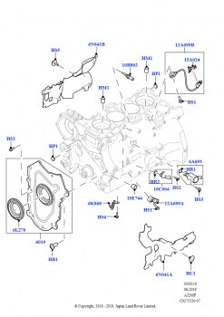 Блок цилиндров и заглушки (Сборка на заводе в г. Солихалл, 2,0 л I4 Mid DOHC AJ200, бензин, 2,0 л I4 High DOHC AJ200, бензин)