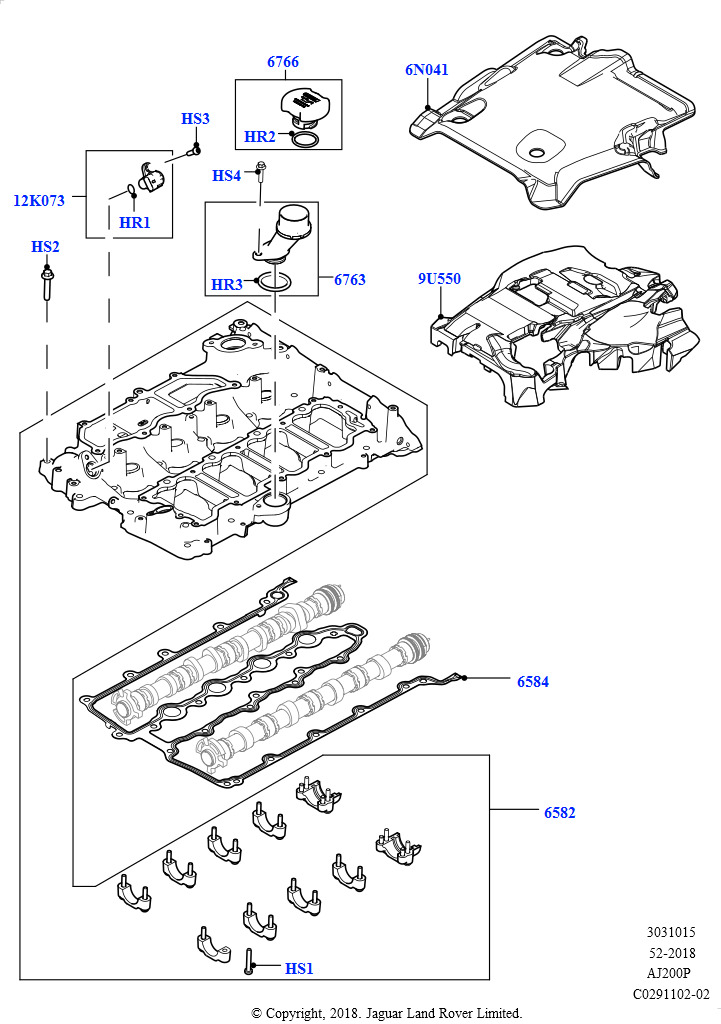 Схема: Крышка головки цилиндров (Сборка на заводе в г. Нитра, 2,0 л I4 High DOHC AJ200, бензин)