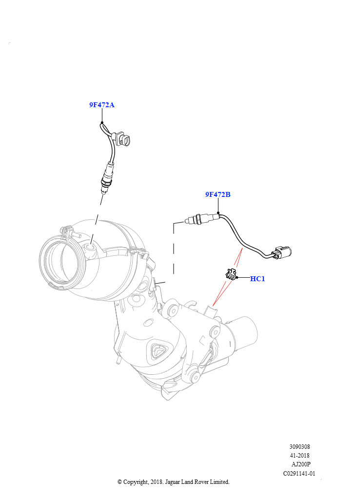 Датчики и модули системы выпуска (Сборка на заводе в г. Нитра, 2,0 л I4 High DOHC AJ200, бензин, EU2, 2,0 л I4 High DOHC AJ200, бензин, Стандарт токсичности EU6, 2,0 л I4 High DOHC