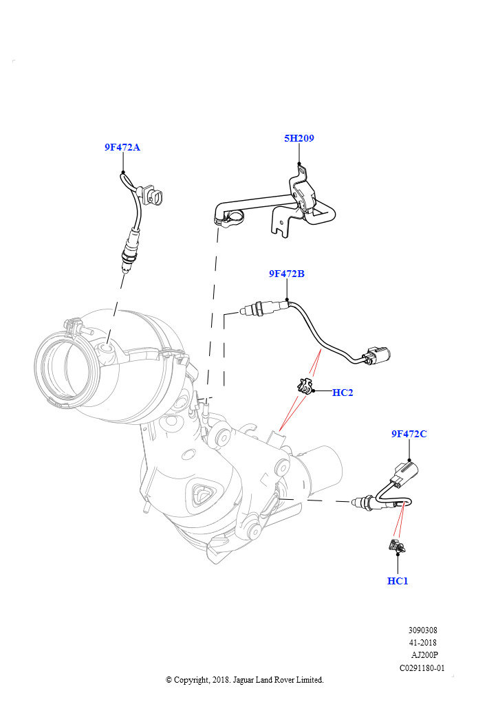 Датчики и модули системы выпуска (Сборка на заводе в г. Нитра, 2,0 л I4 High DOHC AJ200, бензин, Токсичность выхлопа бензина 6-Пекин, 2,0 л I4 High DOHC AJ200, бензин, Токсичность