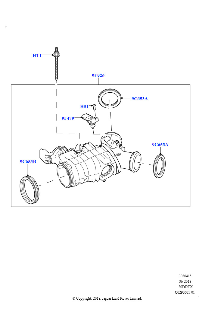Схема: Корпус дроссельной заслонки (Сборка на заводе в г. Нитра, 3.0 V6 D Gen2 Mono Turbo, 3.0 V6 D Gen2 Twin Turbo)