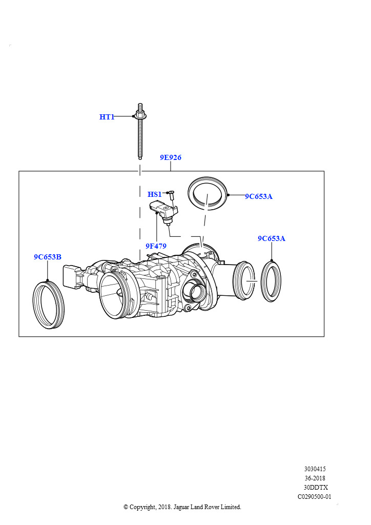 Схема: Корпус дроссельной заслонки (Сборка на заводе в г. Нитра, 3.0 V6 D Low MT ROW)