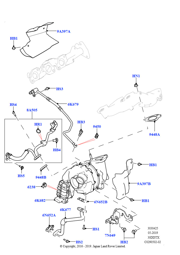 Схема: Турбокомпрессор (Сборка на заводе в г. Нитра, 3.0 V6 D Low MT ROW, 3.0 V6 D Gen2 Mono Turbo)