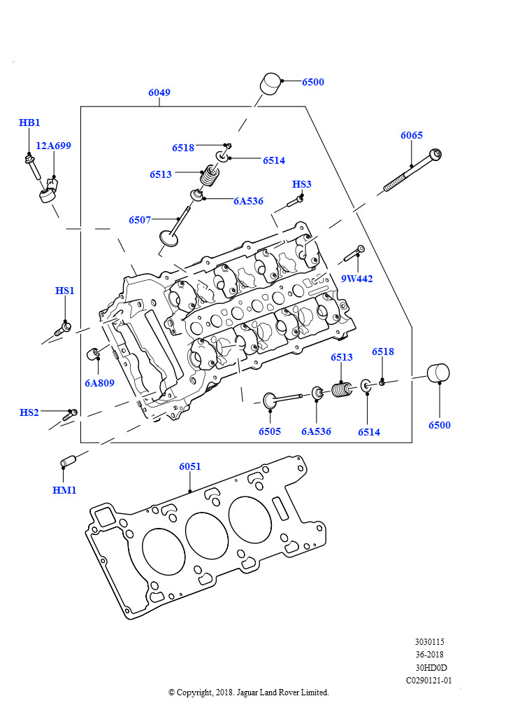 Схема: Головка цилиндров (Сборка на заводе в г. Нитра, 3.0L DOHC GDI SC V6 БЕНЗИНОВЫЙ)