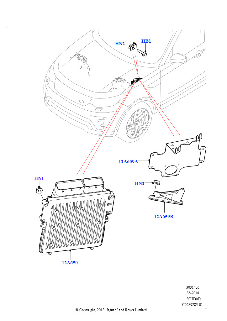 Схема: Модули и датчики двигателя (Сборка на заводе в г. Нитра, 3.0L DOHC GDI SC V6 БЕНЗИНОВЫЙ)