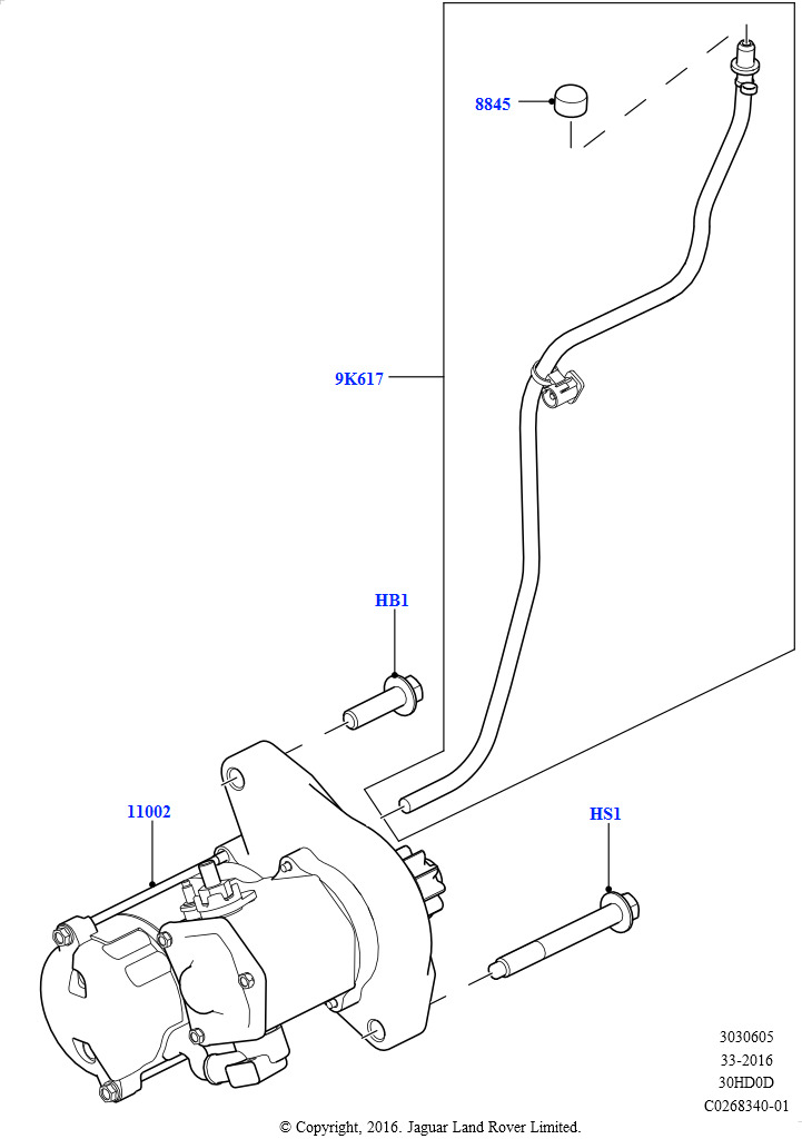 Схема: Стартер (Сборка на заводе в г. Солихалл, 3.0L DOHC GDI SC V6 БЕНЗИНОВЫЙ, Стандартн.эл/двиг.стартера)