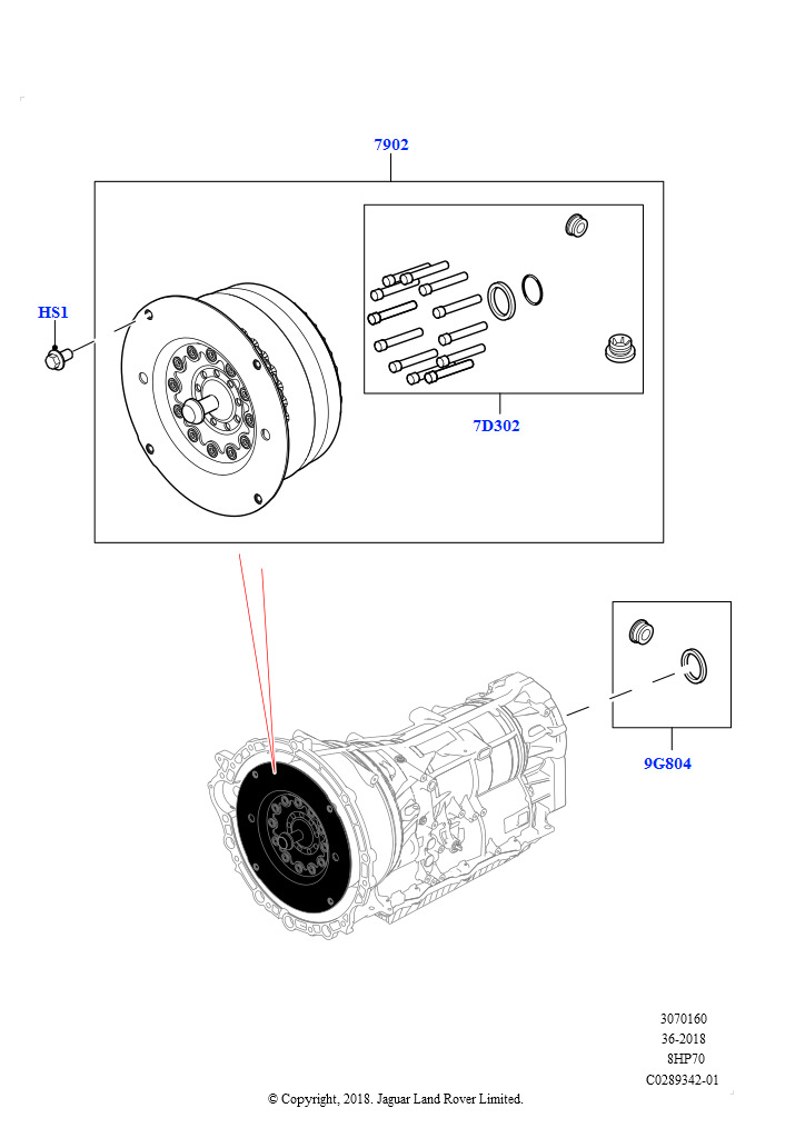 Схема: Гидротрансформатор (Сборка на заводе в г. Нитра, 2.0L I4 DSL HIGH DOHC AJ200, 8-ступенч.авто.кор.пер.ZF 8HP70 4WD)