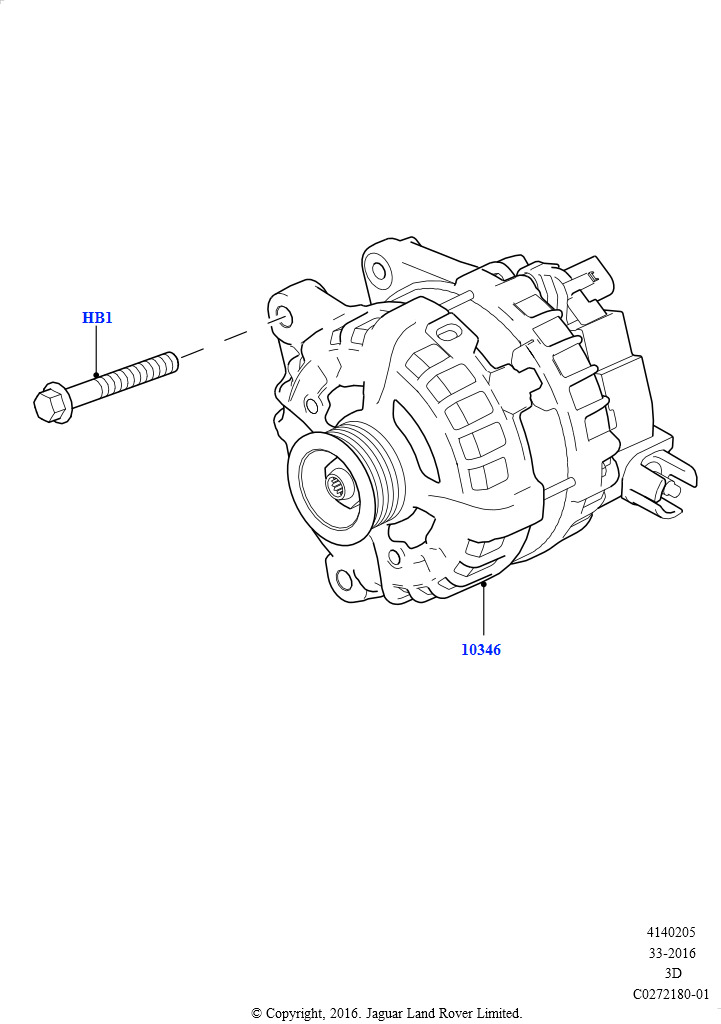 Схема: Генератор и опоры (Сборка на заводе в г. Солихалл, 2.0L I4 DSL HIGH DOHC AJ200, 2,0 л I4 High DOHC AJ200, бензин, 2,0 л I4 DSL MID DOHC AJ200)