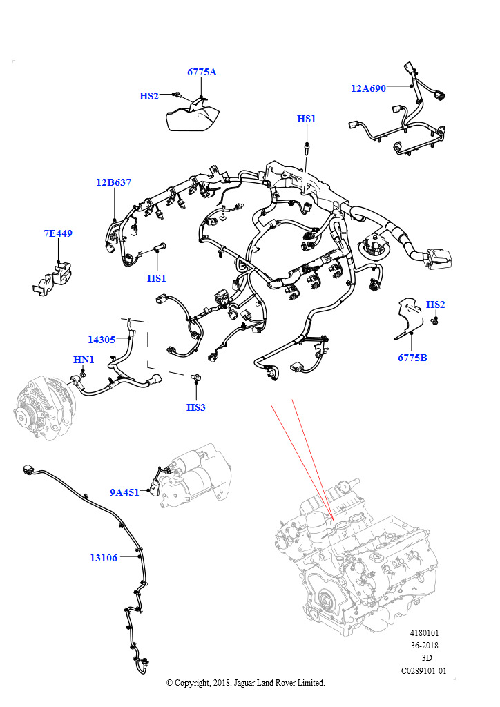 Жгут электропроводки двигателя (Сборка на заводе в г. Нитра, 3.0L DOHC GDI SC V6 БЕНЗИНОВЫЙ)
