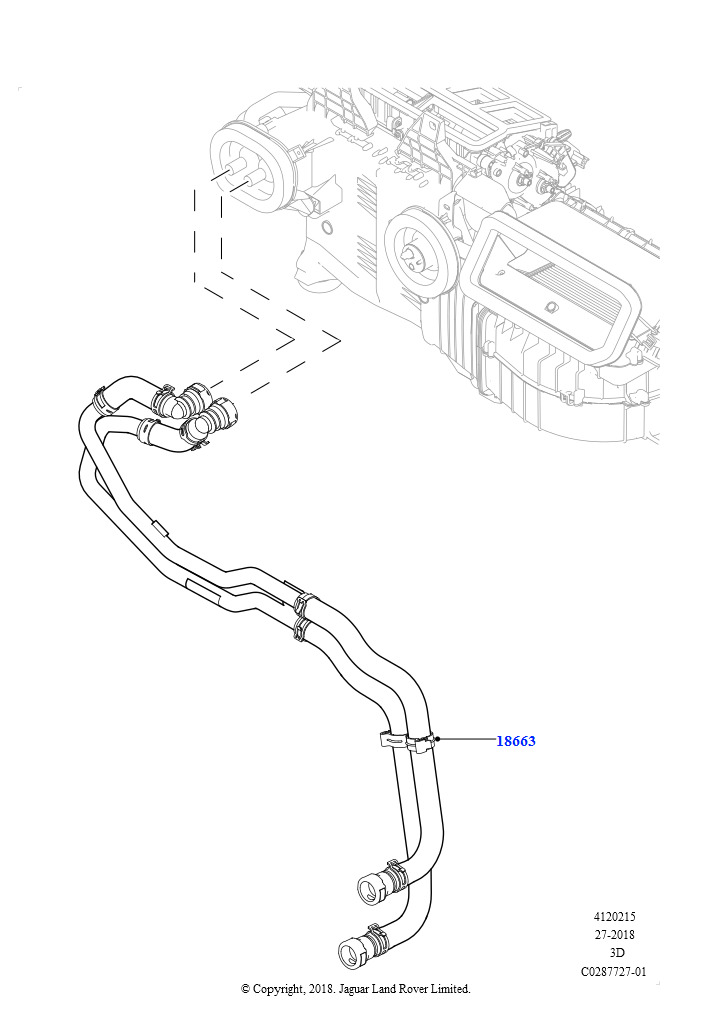 Шланги отопителя (Сборка на заводе в г. Солихалл, 2.0L I4 DSL HIGH DOHC AJ200, Без отопителя, С кондиц. возд., упр.вручную 4, 2,0 л I4 DSL MID DOHC AJ200, Без отопителя, С кондиц.