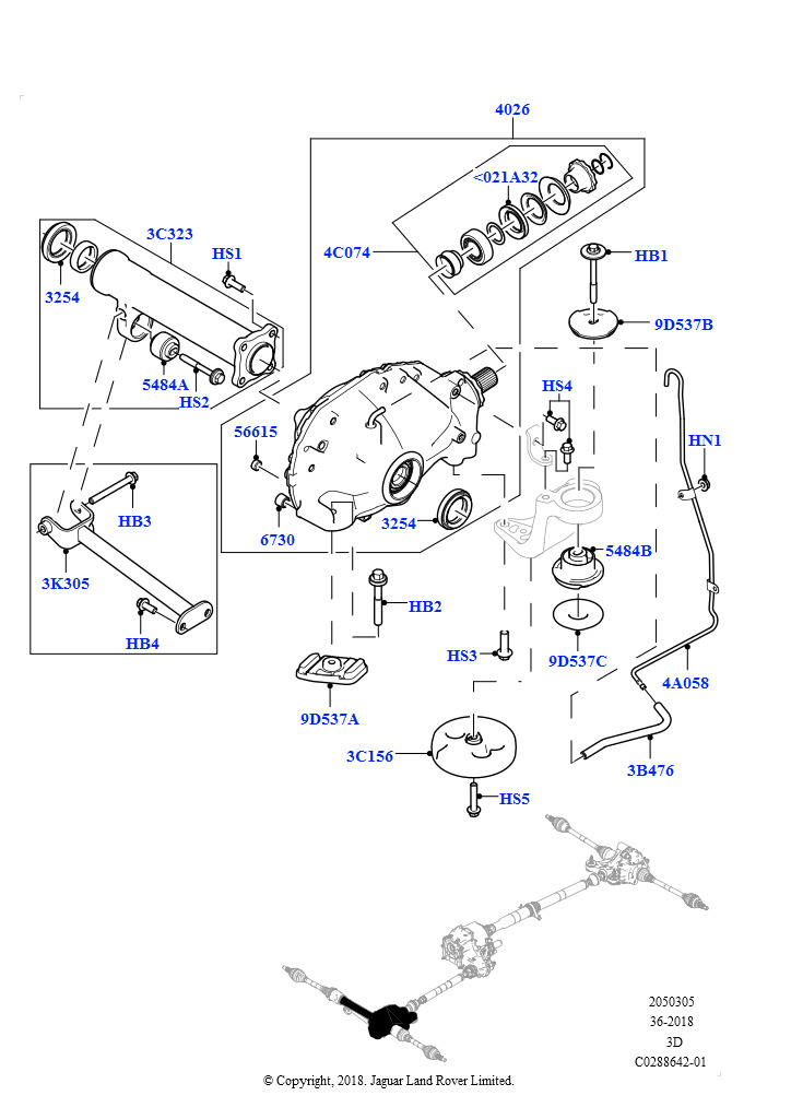 Схема: Картер переднего моста (Сборка на заводе в г. Нитра, 2,0 л I4 High DOHC AJ200, бензин, 3.0L DOHC GDI SC V6 БЕНЗИНОВЫЙ)