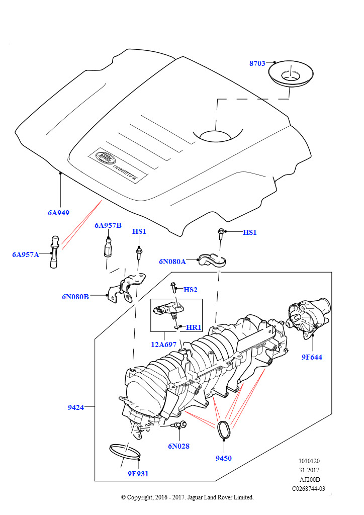 Впускной коллектор (Сборка на заводе в г. Солихалл, 2.0L I4 DSL HIGH DOHC AJ200)