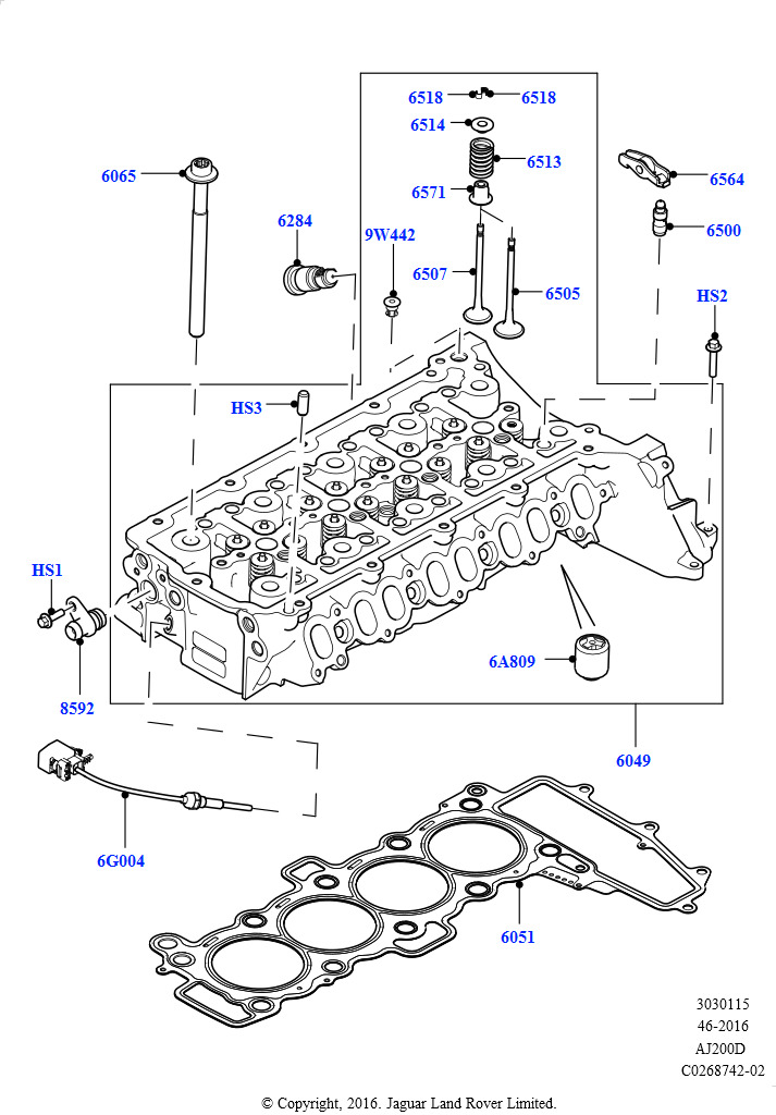 Головка цилиндров (Сборка на заводе в г. Солихалл, 2.0L I4 DSL HIGH DOHC AJ200, 2,0 л I4 DSL MID DOHC AJ200)
