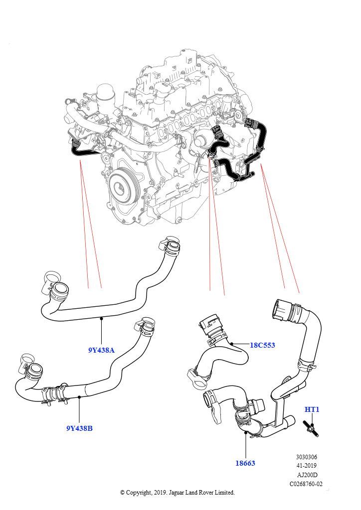 Система охлаждения EGR (Сборка на заводе в г. Солихалл, 2,0 л I4 DSL MID DOHC AJ200, Этап V плюс DPF, 2.0L I4 DSL HIGH DOHC AJ200, Этап V плюс DPF, 2,0 л I4 DSL MID DOHC AJ200, Ток