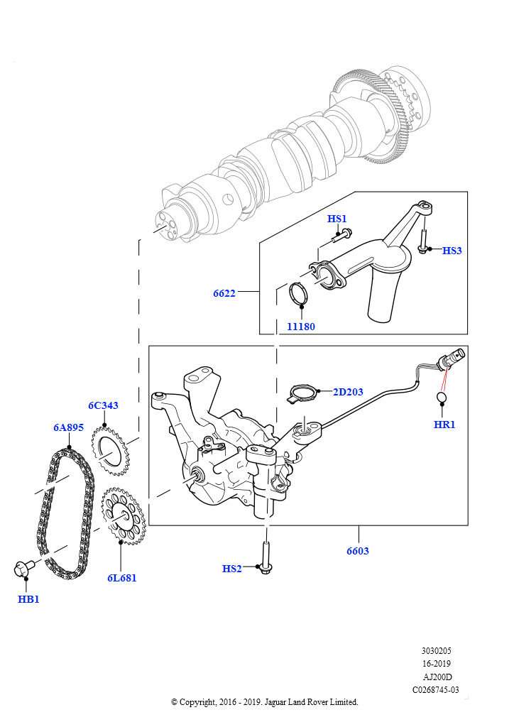 Масляный насос (Сборка на заводе в г. Солихалл, 2.0L I4 DSL HIGH DOHC AJ200, 2,0 л I4 DSL MID DOHC AJ200)