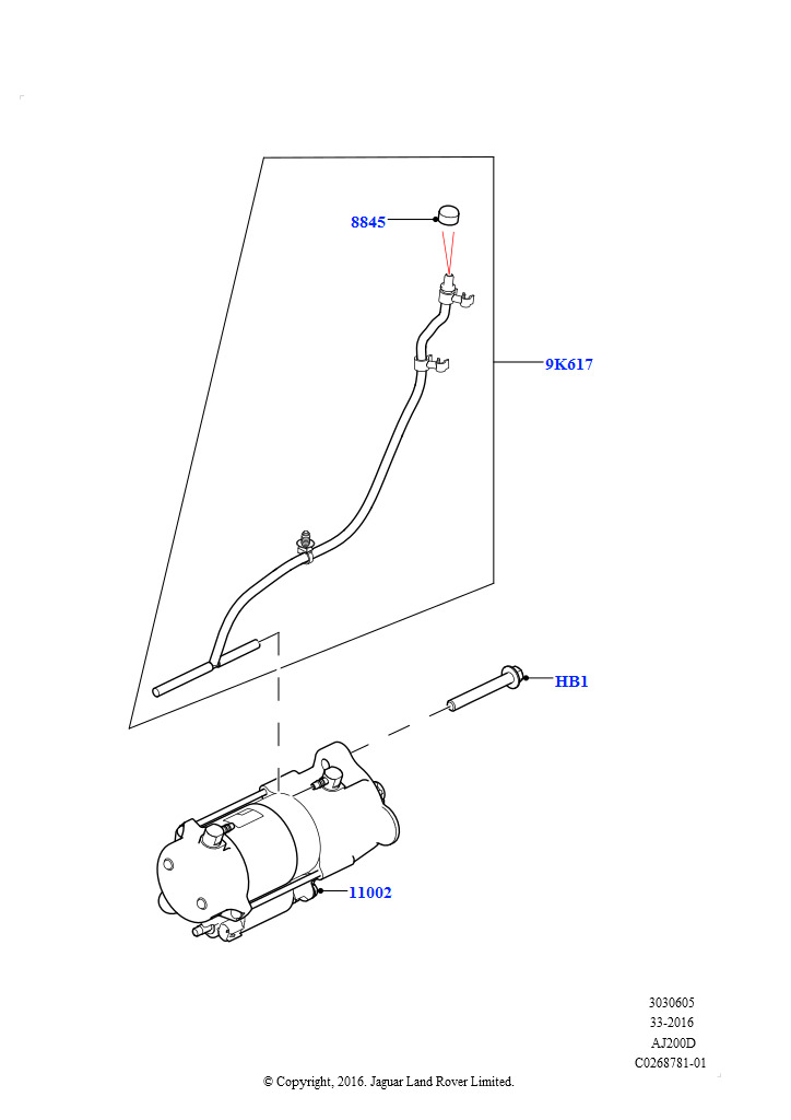 Стартер (Сборка на заводе в г. Солихалл, 2.0L I4 DSL HIGH DOHC AJ200, 2,0 л I4 DSL MID DOHC AJ200)