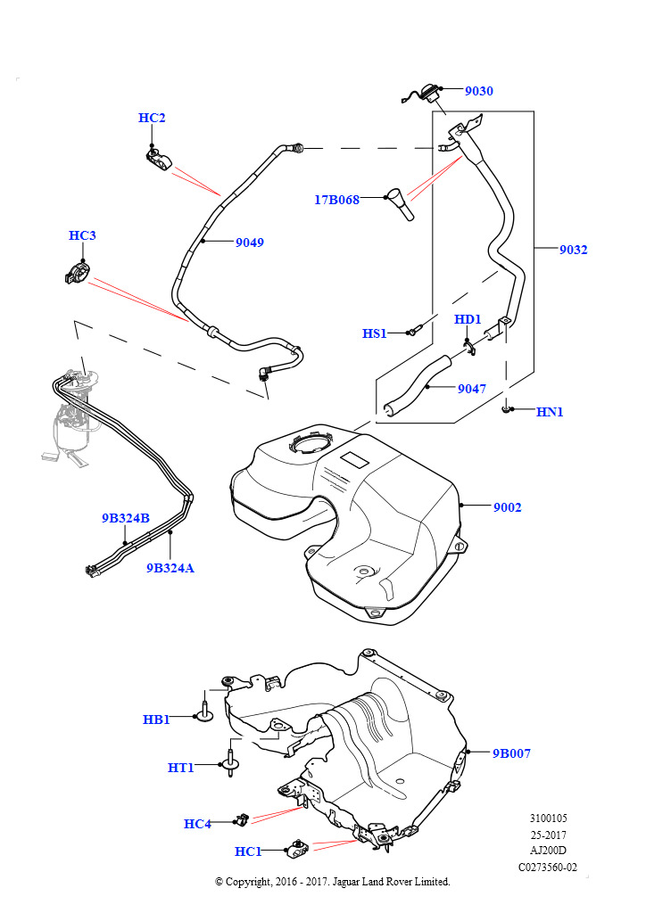 Топл. бак и сопутствующие эле. (2.0L I4 DSL HIGH DOHC AJ200)