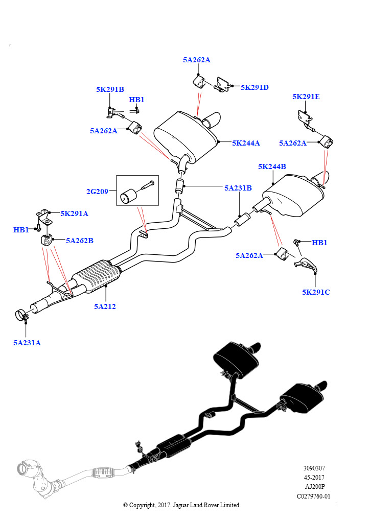 Задняя система выпуска (2,0 л I4 High DOHC AJ200, бензин)