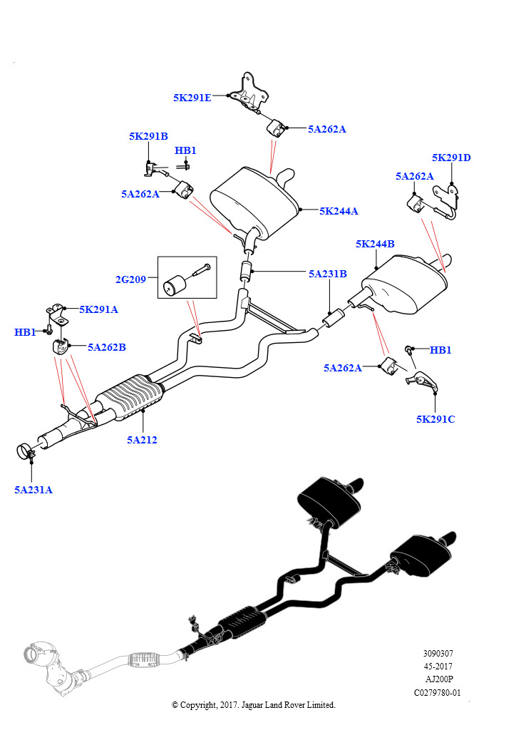 Задняя система выпуска (2.0L AJ200P Hi PHEV)