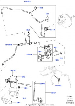 Вакуумное управл. и впуск воздуха (Вакуумный насос и шланги, 3.0 V6 D Gen2 Twin Turbo, 8-ступенчат. АКПП ZF 8HP70 HEV 4WD, LHD, 3,0 V6-гибридн.электр.дизельн.двиг., 8-ступенчат. АК