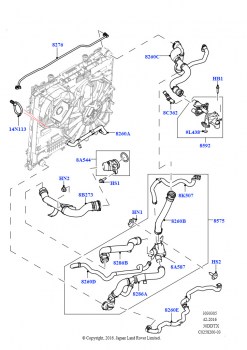 Трубопр.и шланги сист.охлажд. (Двигатель, 3.0 V6 D Low MT ROW, 8-ступенч.авто.кор.пер.ZF 8HP70 4WD, (-)"CDN/MEX/USA", Без датчика давления в картере, 3.0 V6 D Gen2 Twin Turbo, 8-ст